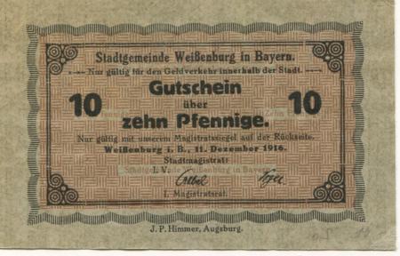 Weißenburg - Stadt - 11.12.1916 - 10 Pfennig 