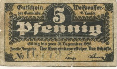 Weißwasser - Gemeinde - - 31.12.1920 - 5 Pfennig 