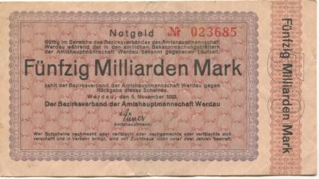 Werdau - Amtshauptmannschaft - 5.11.1923 - 50 Milliarden-Mark 