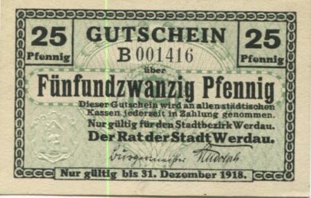 Werdau - Stadt - - 31.12.1918 - 25 Pfennig 