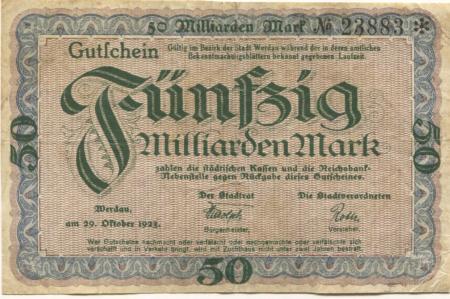 Werdau - Stadt - 25.10.1923 - 50 Milliarden Mark 