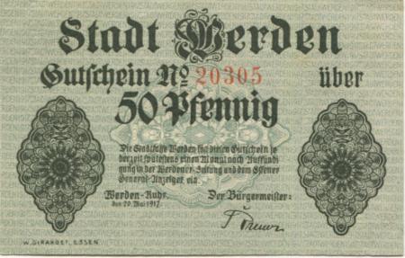 Werden (heute: Essen) - Stadt - 20.5.1917 - 50 Pfennig 