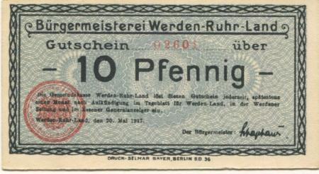 Werden-Land (heute: Essen) - Bürgermeisterei - 20.5.1917 - 10 Pfennig 
