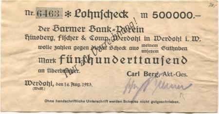 Werdohl - Berg, Carl, AG - 14.8.1923 - 500000 Mark 