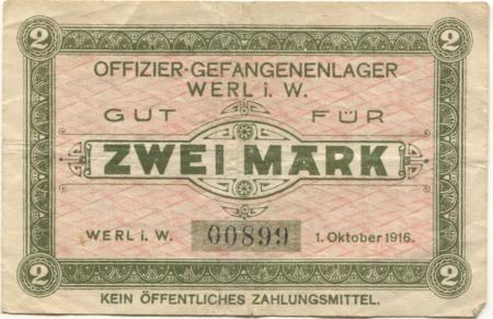 Werl - Offizier-Gefangenenlager - 1.10.1916 - 2 Mark 