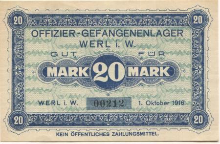 Werl - Offizier-Gefangenenlager - 1.10.1916 - 20 Mark 
