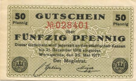 Wernigerode - Stadt - 25.5.1917 - 31.12.1918 - 50 Pfennig 
