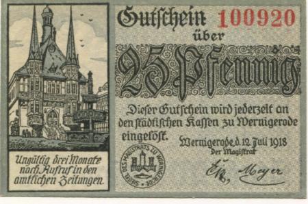 Wernigerode - Stadt - 12.7.1918 - 25 Pfennig 