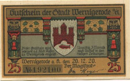 Wernigerode - Stadt - 20.10.1920 - 25 Pfennig 