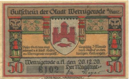 Wernigerode - Stadt - 20.10.1920 - 50 Pfennig 