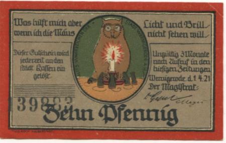 Wernigerode - Stadt - 1.4.1921 - 10 Pfennig 