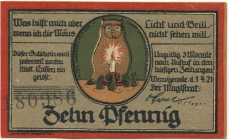 Wernigerode - Stadt - 1.4.1921 - 10 Pfennig 