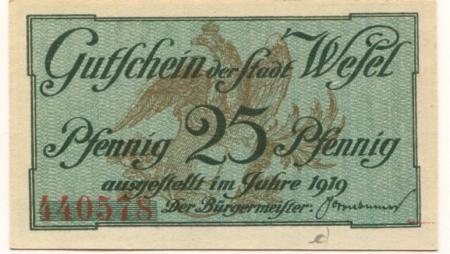 Wesel - Stadt - 1919 - 30.9.1921 - 25 Pfennig 