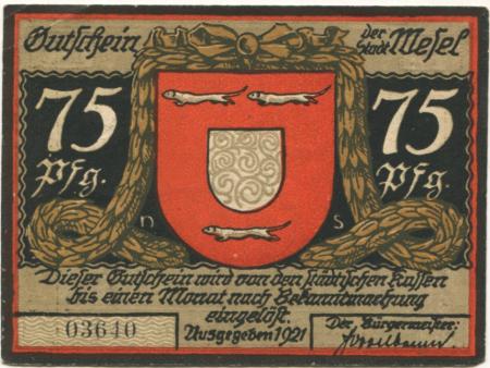 Wesel - Stadt - 1921 - 75 Pfennig 