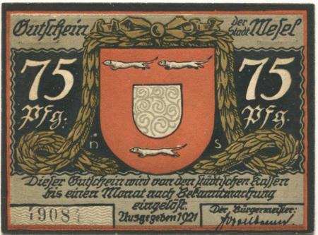 Wesel - Stadt - 1921 - 75 Pfennig 