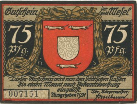 Wesel - Stadt - 1921 - 75 Pfennig 
