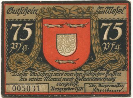 Wesel - Stadt - 1921 - 75 Pfennig 
