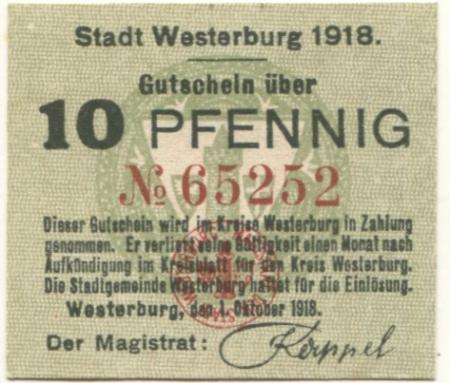 Westerburg - Stadt - 1.10.1918 - 10 Pfennig 