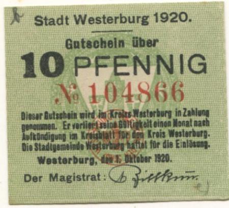 Westerburg - Stadt - 1.10.1920 - 10 Pfennig 