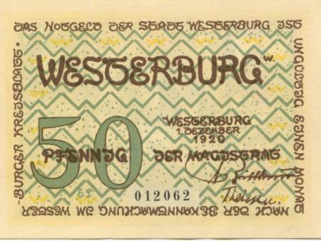 Westerburg - Stadt - 1.12.1920 - 50 Pfennig 