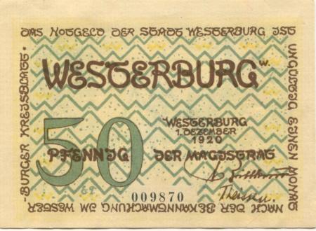 Westerburg - Stadt - 1.12.1920 - 50 Pfennig 