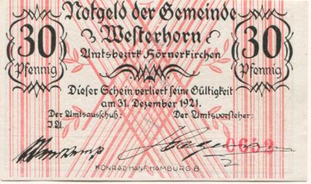 Westerhorn - Gemeinde - - 31.12.1921 - 30 Pfennig 