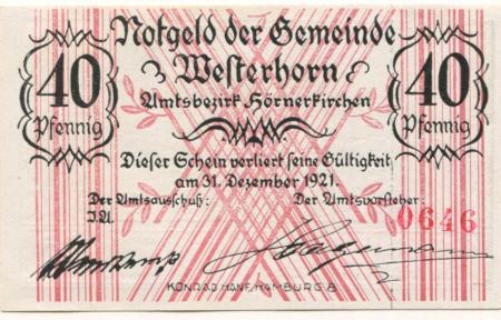 Westerhorn - Gemeinde - - 31.12.1921 - 40 Pfennig 