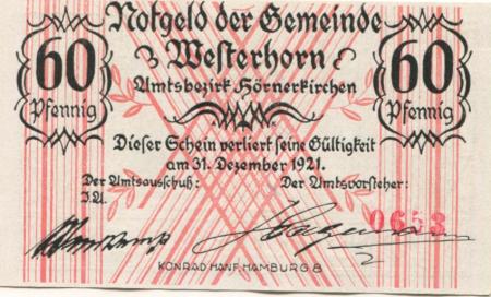 Westerhorn - Gemeinde - - 31.12.1921 - 60 Pfennig 