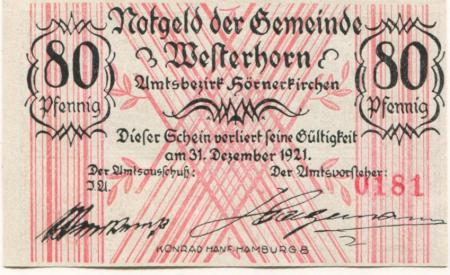 Westerhorn - Gemeinde - - 31.12.1921 - 80 Pfennig 