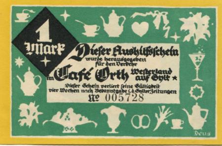 Westerland (heute: Gemeinde Sylt) - Orth, Cafe - -- - 1 Mark 