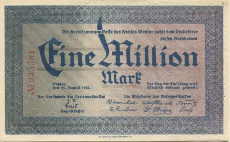 Wetzlar - Kreis - 23.8.1923 - 1 Million Mark 