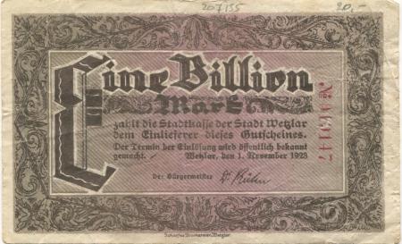 Wetzlar - Stadt - 1.11.1923 - 1 Billion Mark 