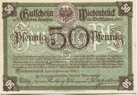 Wiedenbrück (heute: Rheda-Wiedenbrück) - Kreis - 15.2.1918 - 50 Pfennig 