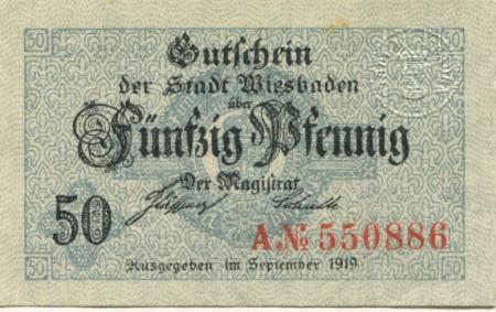 Wiesbaden - Stadt - September 1919 - 50 Pfennig 