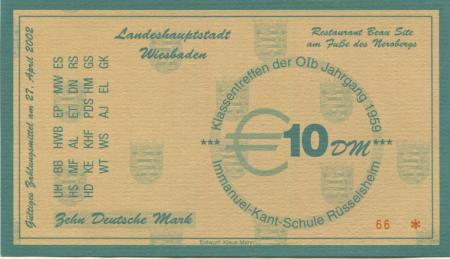 Wiesbaden - Klassentreffen OIb Jahrgang 1959, Immanuel Kant-Schule, Rüsselsheim, Restaurant Beau Site Wiesbaden - 27.4.2002 - 10 DM 