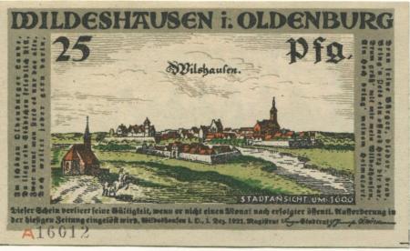 Wildeshausen - Stadt - 1.12.1921 - 25 Pfennig 