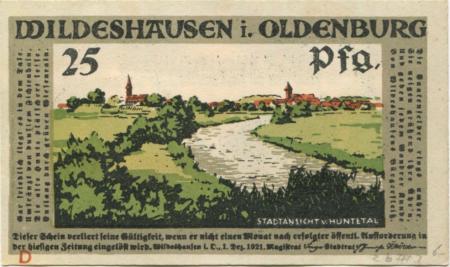 Wildeshausen - Stadt - 1.12.1921 - 25 Pfennig 