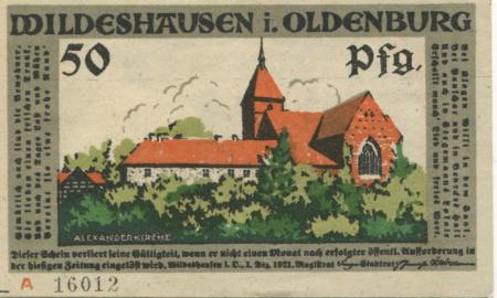 Wildeshausen - Stadt - 1.12.1921 - 50 Pfennig 