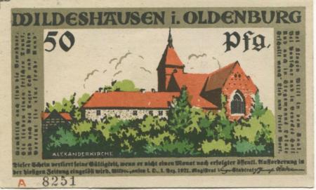 Wildeshausen - Stadt - 1.12.1921 - 50 Pfennig 