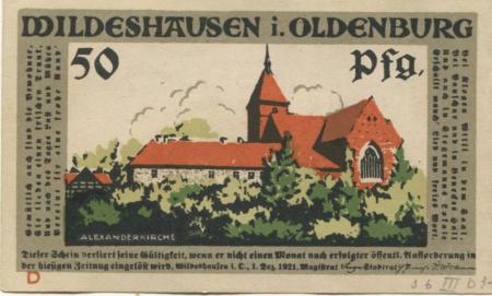 Wildeshausen - Stadt - 1.12.1921 - 50 Pfennig 