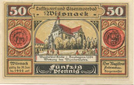 Wilsnack - Stadt - - 30.6.1922 - 50 Pfennig 