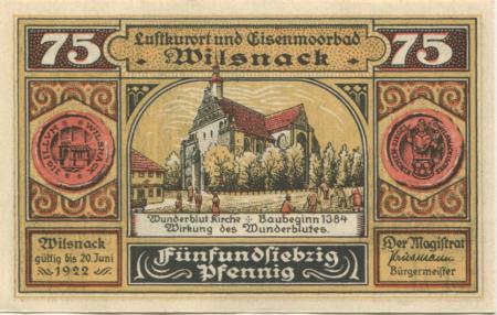 Wilsnack - Stadt - - 30.6.1922 - 75 Pfennig 