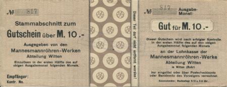 Witten - Mannesmannröhren-Werke, Abteilung Witten, Krumme Str. 2 - -- - 10 Mark 