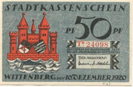 Wittenberg - Stadt - 10.12.1920 - 31.12.1920 - 50 Pfennig 