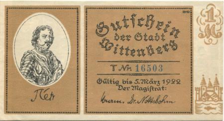 Wittenberg - Stadt - - 5.3.1922 - 1 Mark 