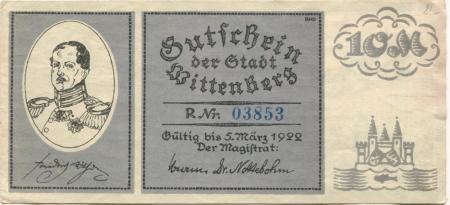 Wittenberg - Stadt - - 5.3.1922 - 10 Mark 