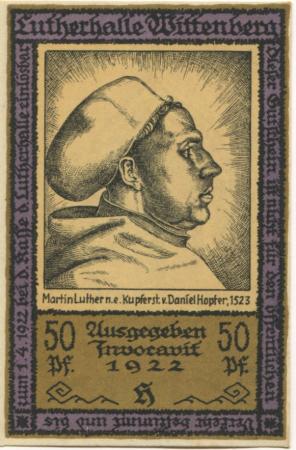 Wittenberg - Lutherhalle - 26.2.1922 - 1.4.1922 - 50 Pfennig 