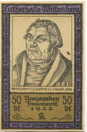 Wittenberg - Lutherhalle - 26.2.1922 - 1.4.1922 - 50 Pfennig 