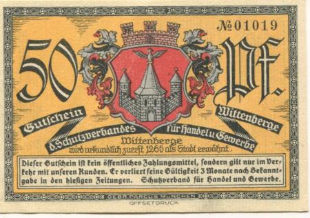 Wittenberge - Schutzverband für Handel und Gewerbe - -- - 50 Pfennig 