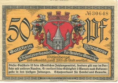 Wittenberge - Schutzverband für Handel und Gewerbe - -- - 50 Pfennig 